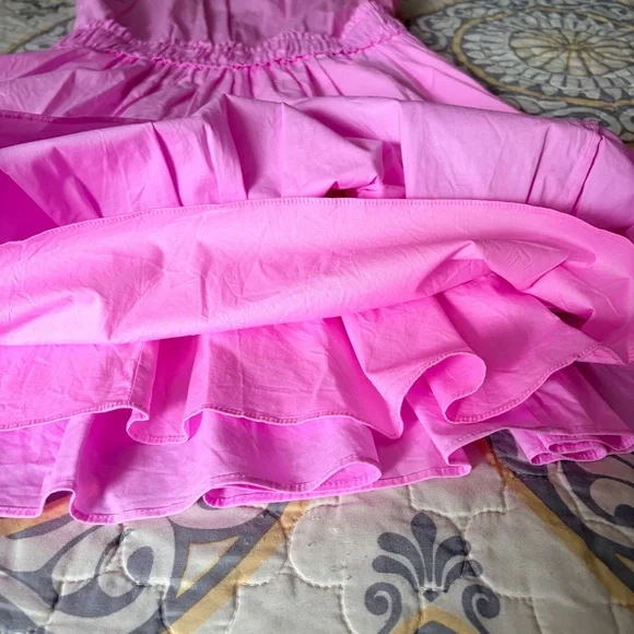 Lilly Pulitzer Elina Cotton Poplin Stretch Tiered Ruffle Rose Pink Dress, 6 - Picture 12 of 16
